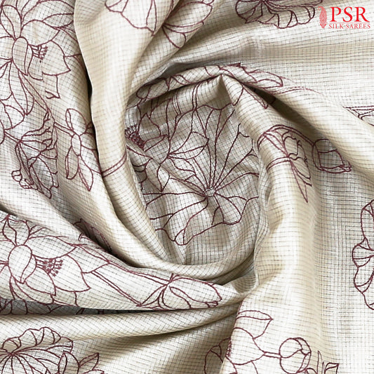 Pearl White Kadhi Tussar Silk Saree