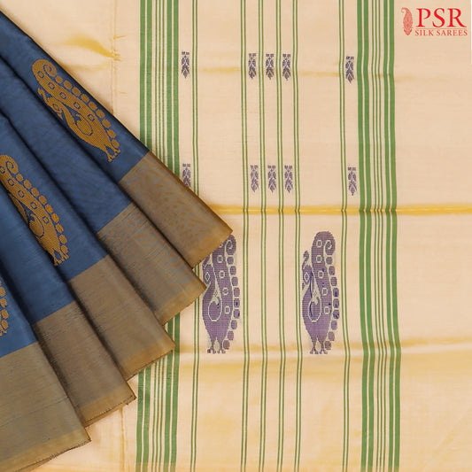 Peacock Blue Vazhainaar Silk Saree