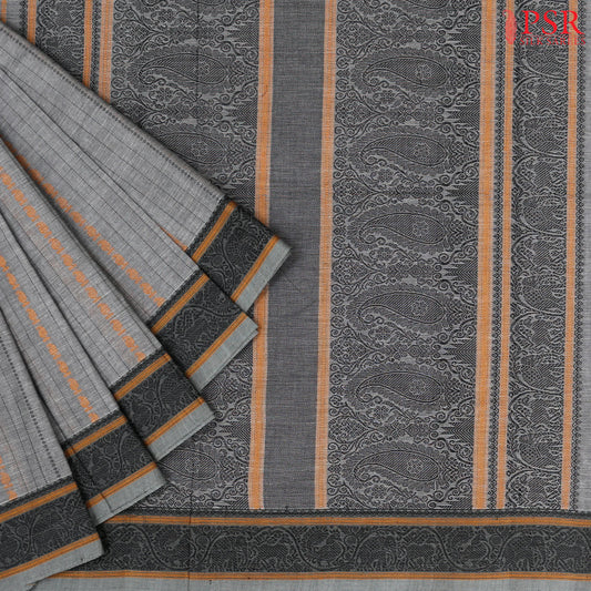 Dark Grey Kalakshetra Kovai Cotton Saree