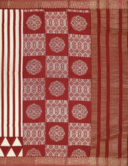 Beige & Maroon Chanderi Silk Cotton Saree