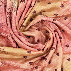 Tan & Maroon Semi Crape Saree
