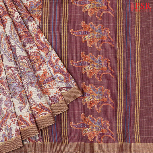 Grey & Purple Kota Saree