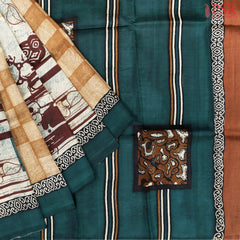 Brown & Pine Green Murshidabad Silk Saree
