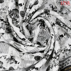 Black & White Modal Silk Saree