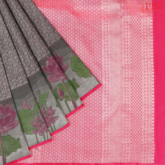 Dark Fossil Grey Kanchipuram Silk Saree