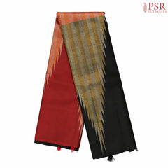 Maroon & Black Half & Half Kanchipuram Jacquard Silk Saree