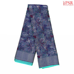 Dark Blue Kanchipuram Jacquard Silk Saree