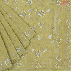 Pomelo Olive Bengal Cotton Saree