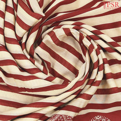 Beige & Maroon Chanderi Silk Cotton Saree