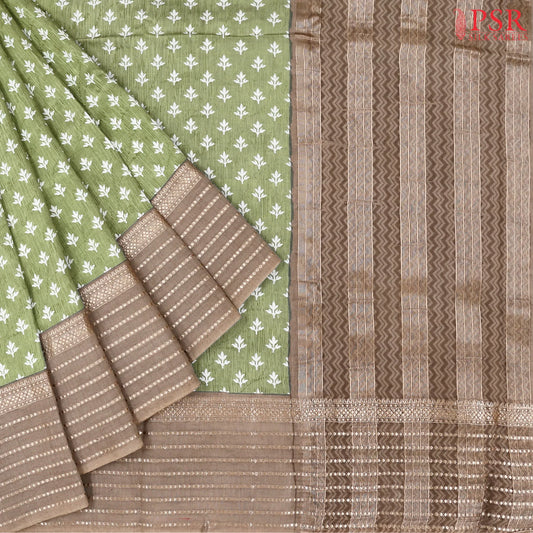Khaki Green Assam Saree
