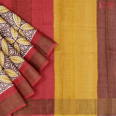 Brown & Musatrd Yellow Tussar Silk Saree
