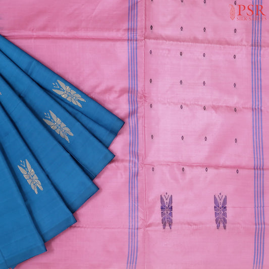 Cerulean Blue Vazhainaar Silk Saree