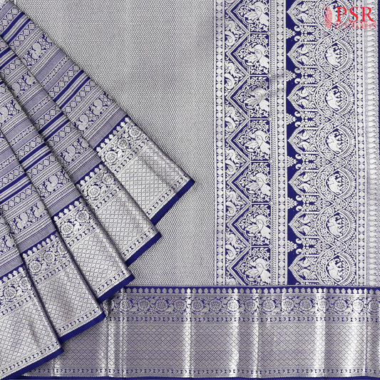 Cool Grey Kanchipuram Jacquard Silk Saree