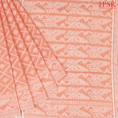 Light Coral Peach Byloom Cotton Saree