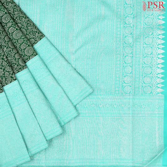 Dark Green Kanchipuram Jacquard Silk Saree