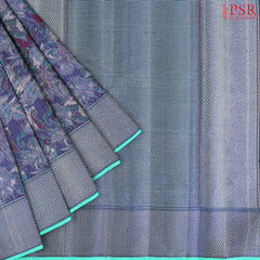 Dark Blue Kanchipuram Jacquard Silk Saree