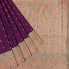 Dark Purple Jute Art Silk Saree