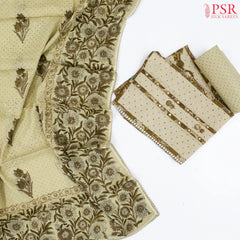 Olive Taupe Cotton Dress Material