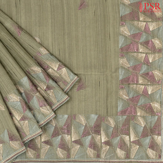 Dark Laurel Green Kosa Embroidery Saree