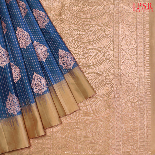 Prussian Blue Soft Silk Saree