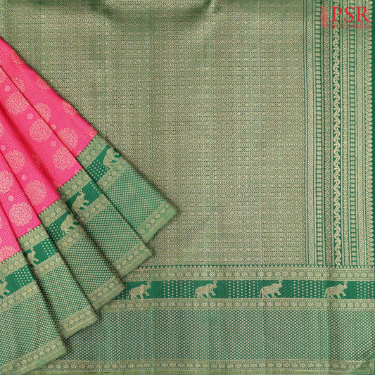 Raspberry Pink Kanchipuram Jacquard Silk Saree