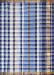 White & Blue Mangalagiri Cotton Saree