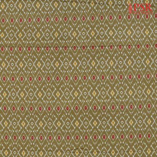 Olive Semi Tassar Ikkat Print Running Material