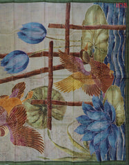 Old Beige & Dark Green Kadhi Tussar Silk Saree