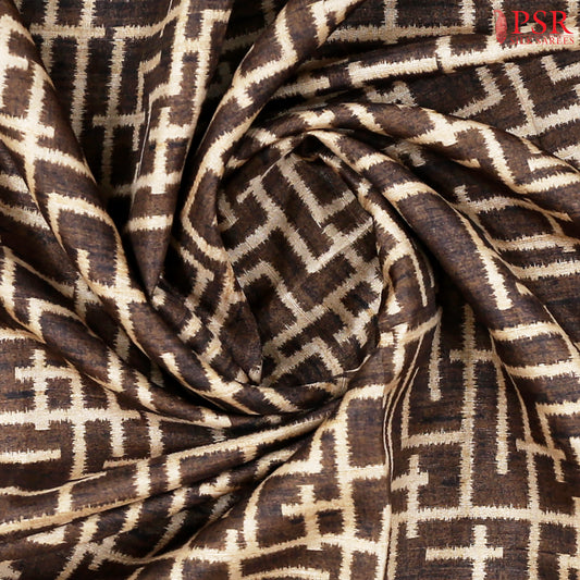 Dark Mustard Brown Semi Tussar Saree