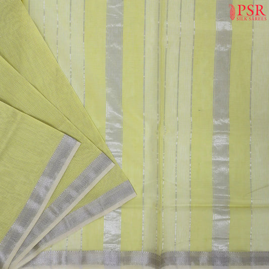 Lemon Grass Yellow Maheshwari Silk Cotton Saree