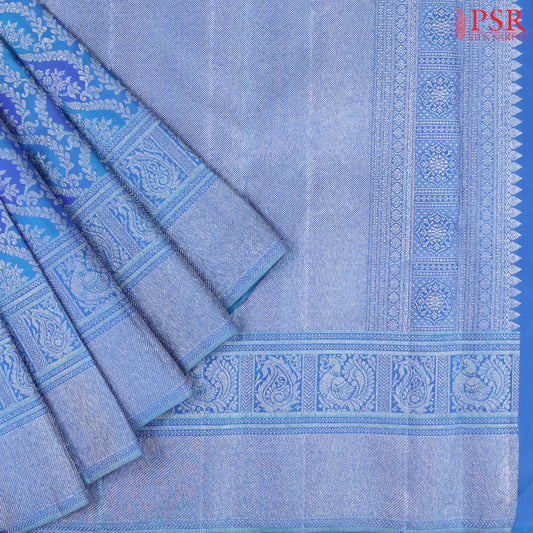 Maya Blue Kanchipuram Jacquard Silk Saree