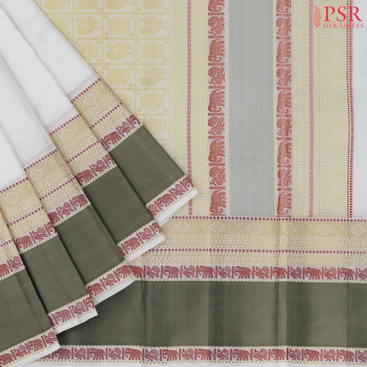 Dove White Soft Silk Saree