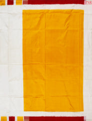 Cream White Pochampally Silk Ikat Saree
