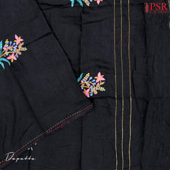 Black Semi Crepe Dress Material