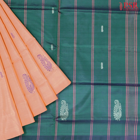 Khavi Orange Vazhainaar Silk Saree