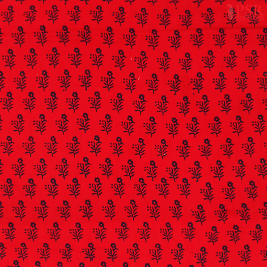 Red Cotton Print Running Material