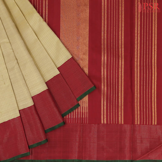 Flax Yellow Kanchipuram Silk Saree