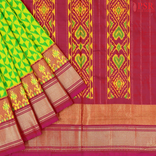 Chartreuse Green Pochampally Silk Saree