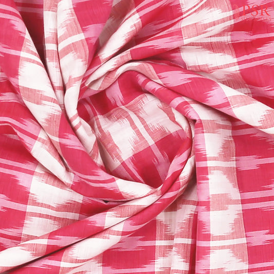 Off White & Pink Ikkat Cotton Saree