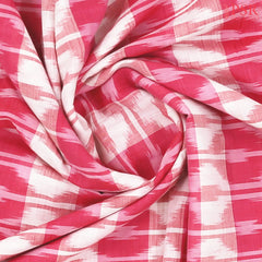 Off White & Pink Ikkat Cotton Saree