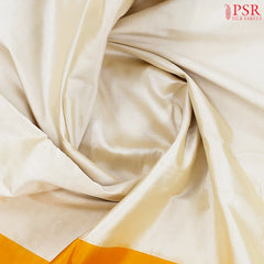 Cream White Pochampally Silk Ikat Saree