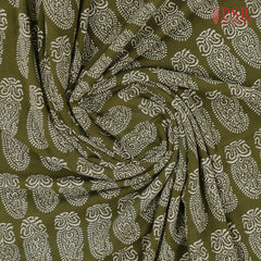 Olive Green Jaipur Cotton Print Running Material