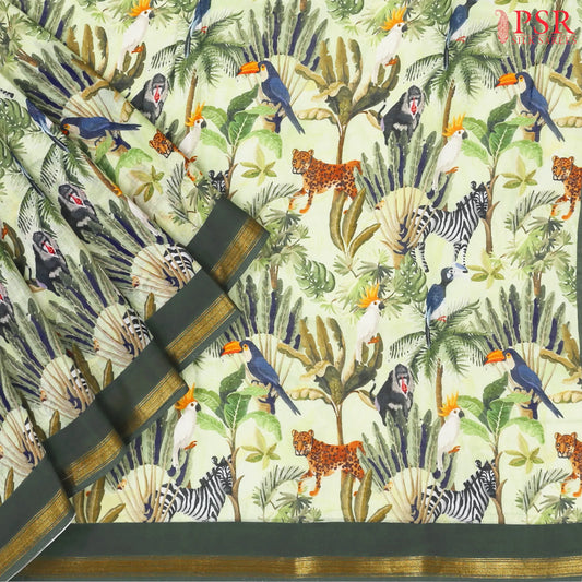 Sage Green Mul Printed Cotton Saree