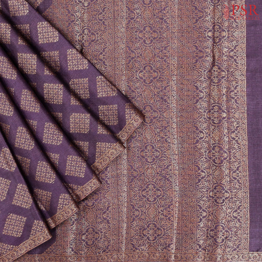 Aubergine Purple Banaras Tussar Silk Saree