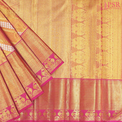 Golden Copper Kanchipuram Jacquard Tissue Silk Saree