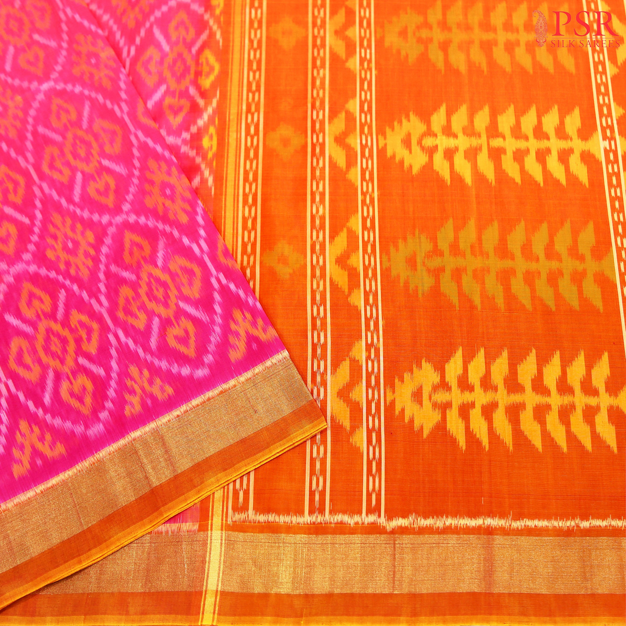 Pochampally Silk Cotton - Hot Pink