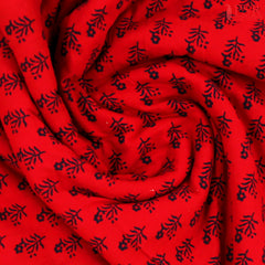 Red Cotton Print Running Material