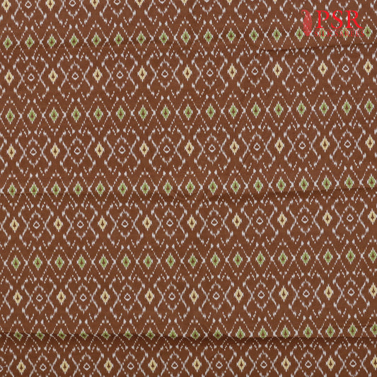 Caramel Brown Semi Tassar Ikkat Print Running Material