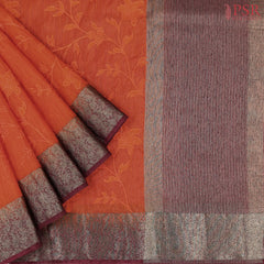 Red Orange Bamboo Silk Sarees