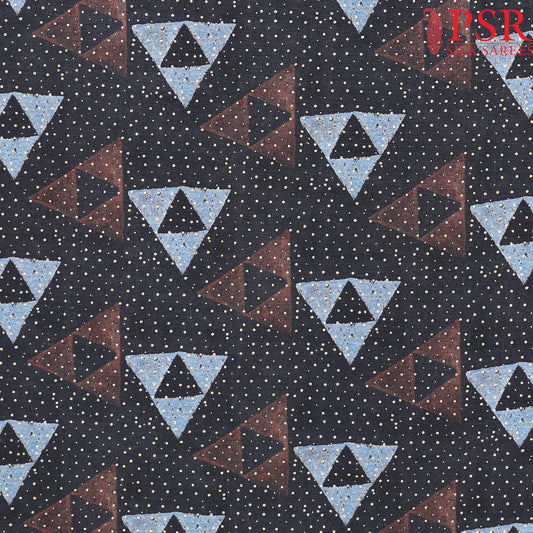 Shadow Black Semi Tassar Print Running Material